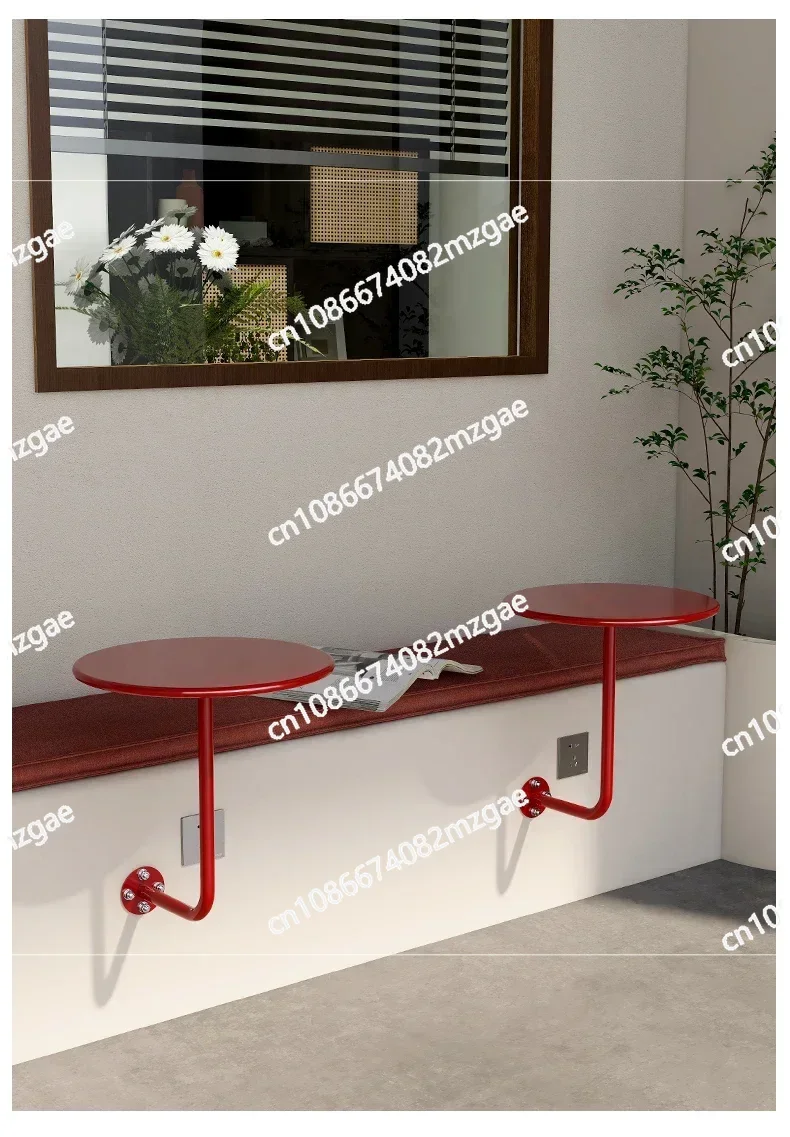 Wall-Mounted Small Round Table & Side Table, Industrial Style Wall-Hung Table for Dessert Shops & Café Booths