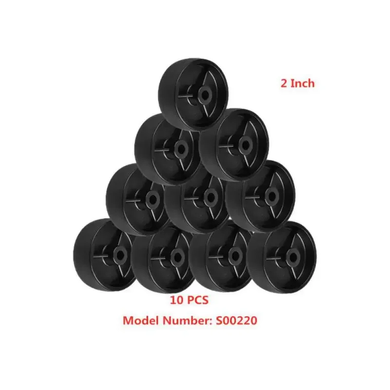 (10 Packs) 2-Inch Black PP Casters Single Wheel with 6cm Inner Hole Lightweight Plastic Furniture Glides for Easy Movement