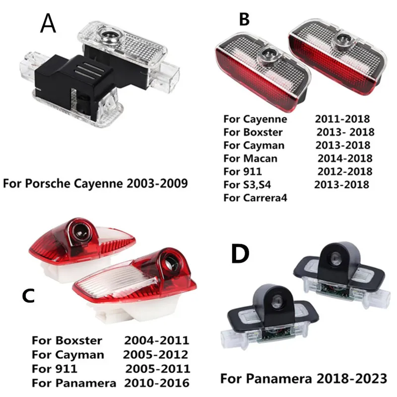 Luz LED para puerta de coche, accesorio Interior de sombra de bienvenida, para Porsche Cayenne 955, 957, 92A, 958, Panamera 970, 971, Boxster Macan 95B, 2 piezas