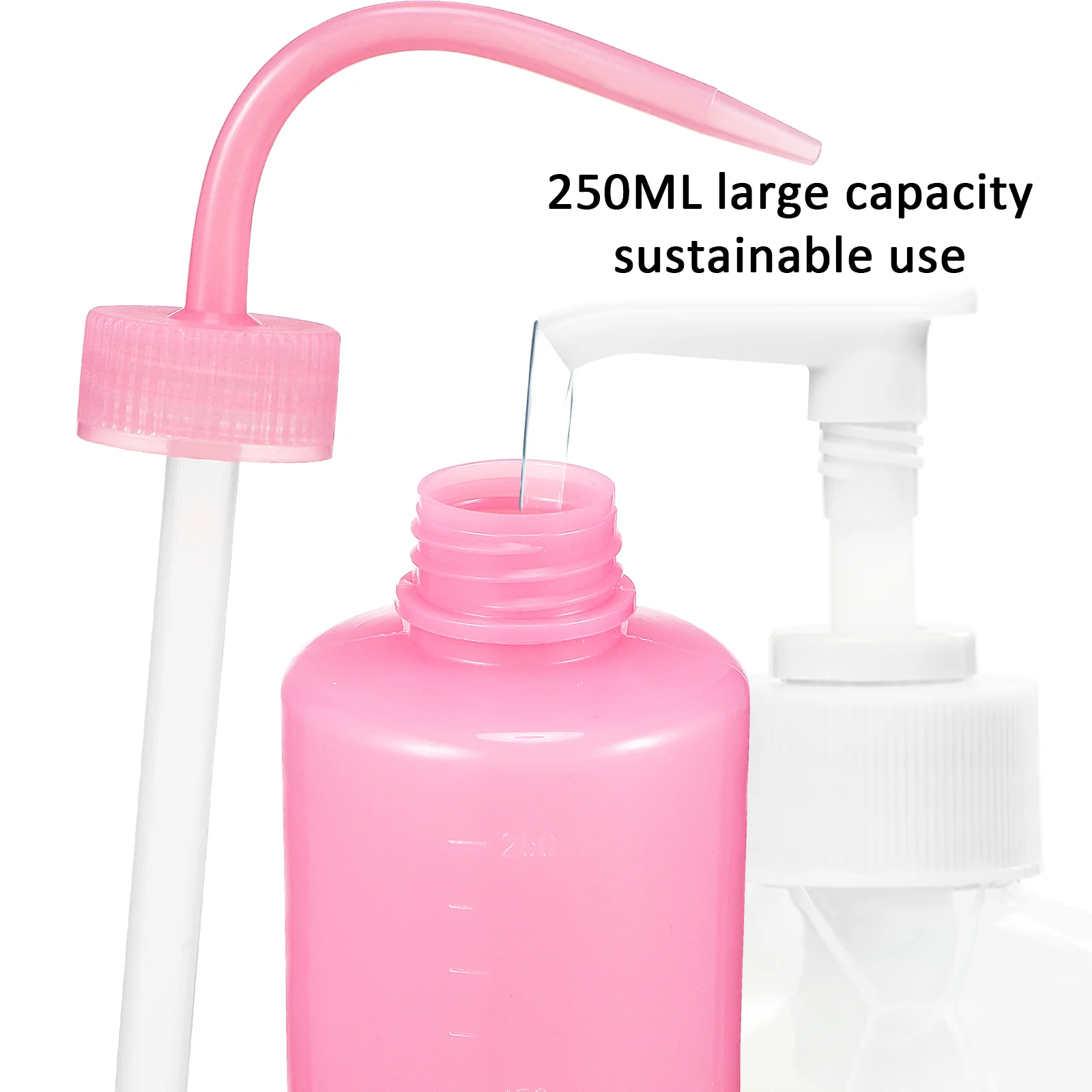 Garrafa de cotovelo para limpeza de cílios de água 250ml garrafas rosa para extensões espremer lavagem