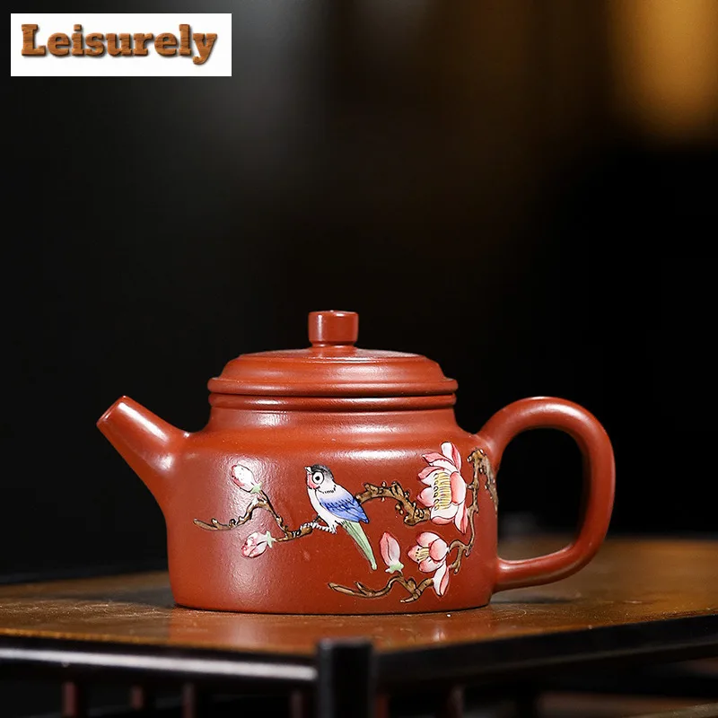 

100ml Yixing Purple Clay Teapots Handmade Colour Enamels Dezhong Pot Raw Ore Dahongpao Mud Kettle With Filter Zisha Tea Set Gift