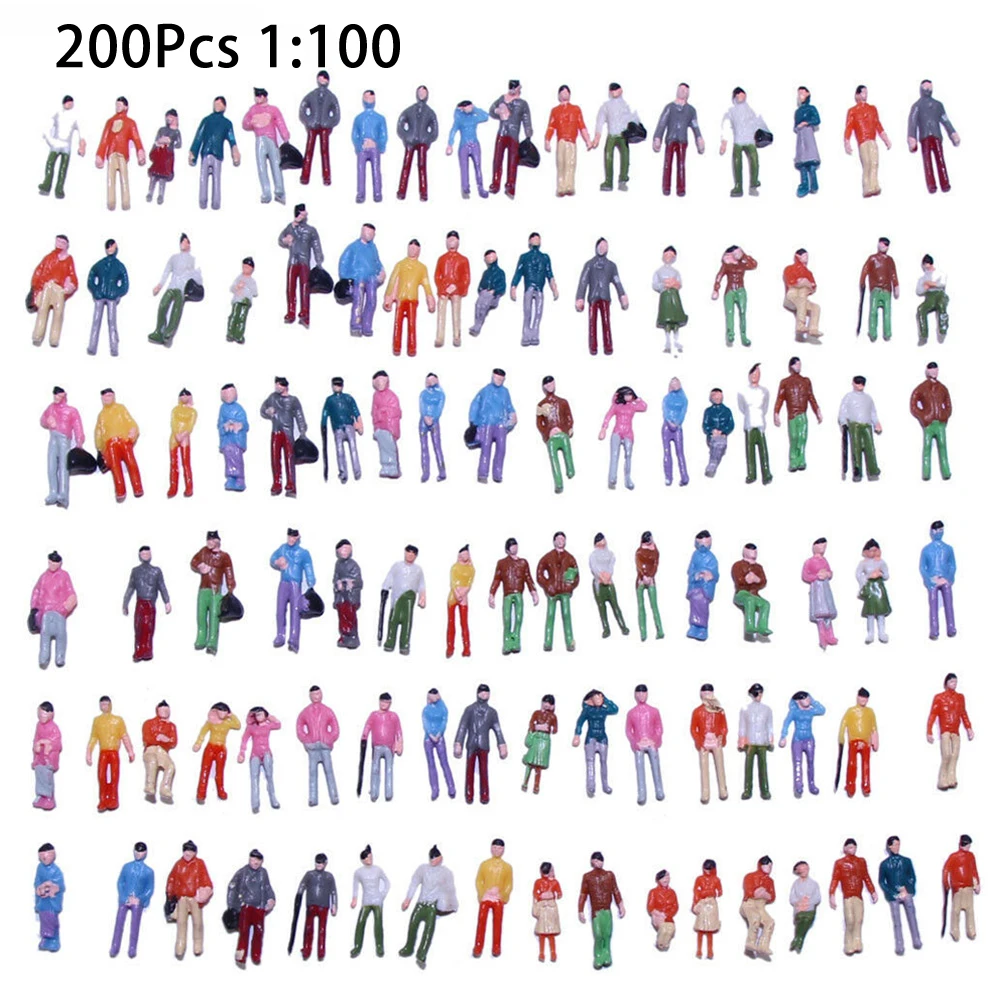 

200Pcs 1:100 Scale Painted Model People Figures Railway Sitting Standing Passengers Miniatures People Figures Kids Toys Gifts