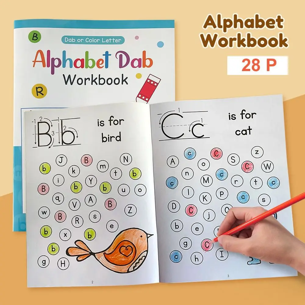 Educational Alphabet Dab Workbook Find and Coloring Letters Exercise Tracing Letters Workbook Learning Alphabet Directed Drawing