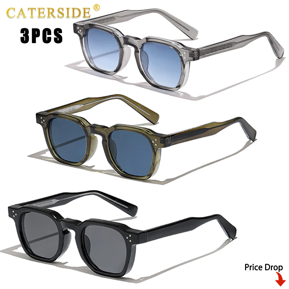 Image of 1/2/3 Paar CATERSIDE Modische Herren-Sonnenbrillen Retro Markendesign Polycarbonat-Rahmen Sonnenbrillen für Damen Reise- und Party-Brillen