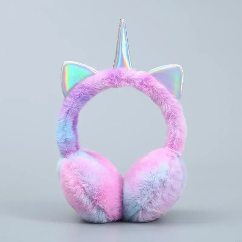 

R66D Winter Headband for Kids Earflap Earmuffs with Bright Colors Plush Animal Ear Warmers Colorful Kids Ear Muffs Gift