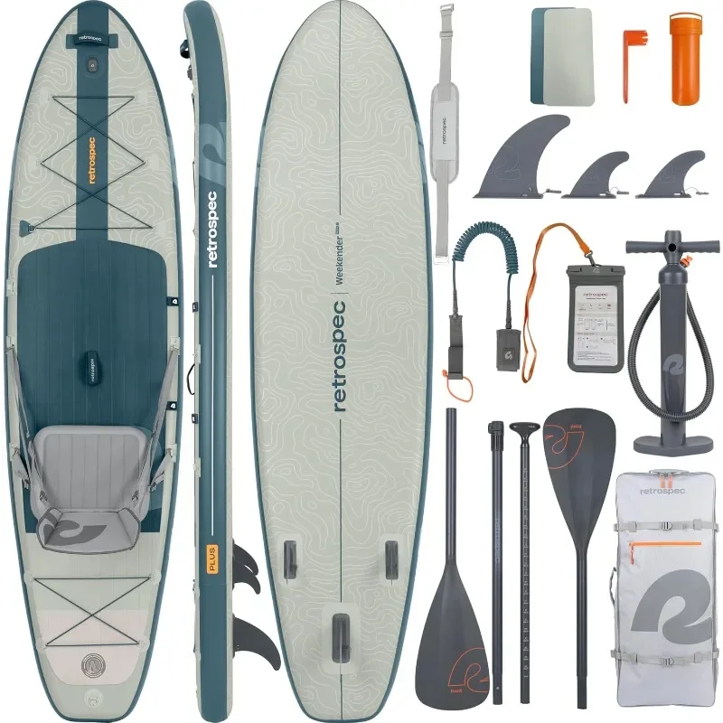 

Inflatable Stand Up Paddleboard Double Layer PVC iSUP Bundle w/Carrying case, 3 Piece Adjustable Aluminum Paddle