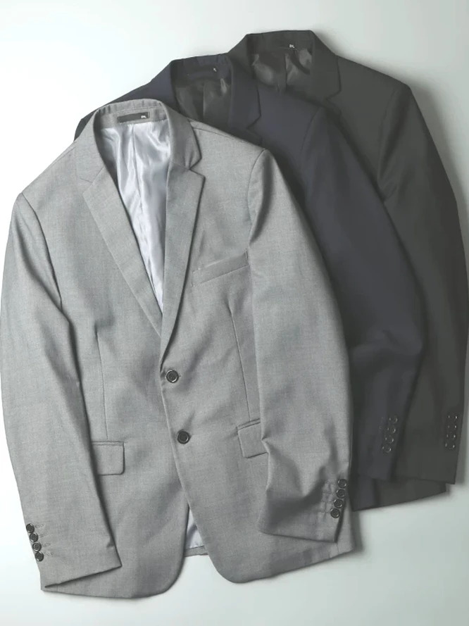 

Casual Single-Breasted Men's Suit Jaet European Sle oulder Pads Iron-Free Profional Formal Thin Outerwear Coat