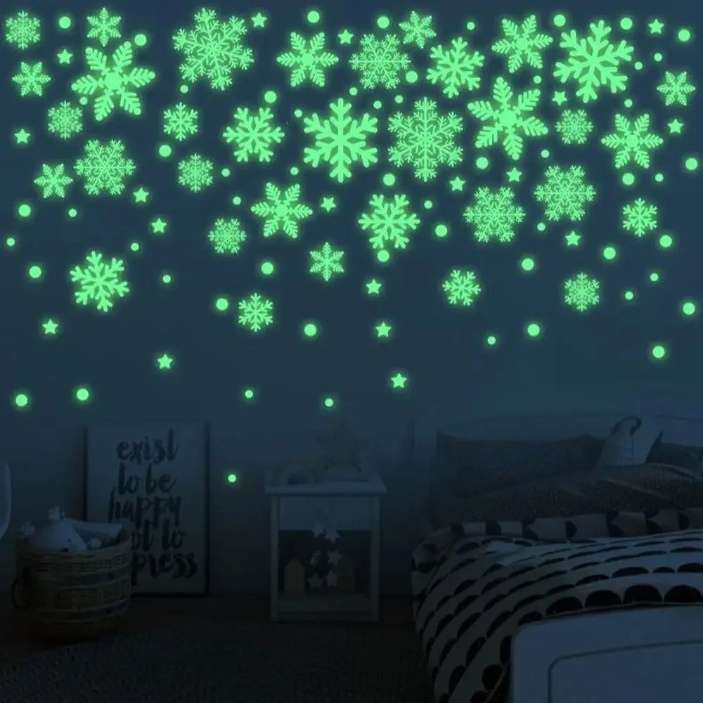 3D Christmas Luminous Snowflake Window Sticker Fluorescent Christmas Decoration Snowflake Static Stickers