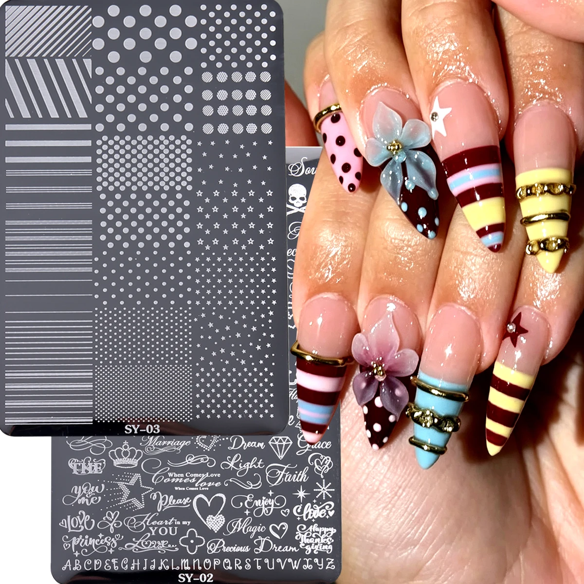 Nail Art Stamping Kit - Nail Stamping Plates Stainless Steel With