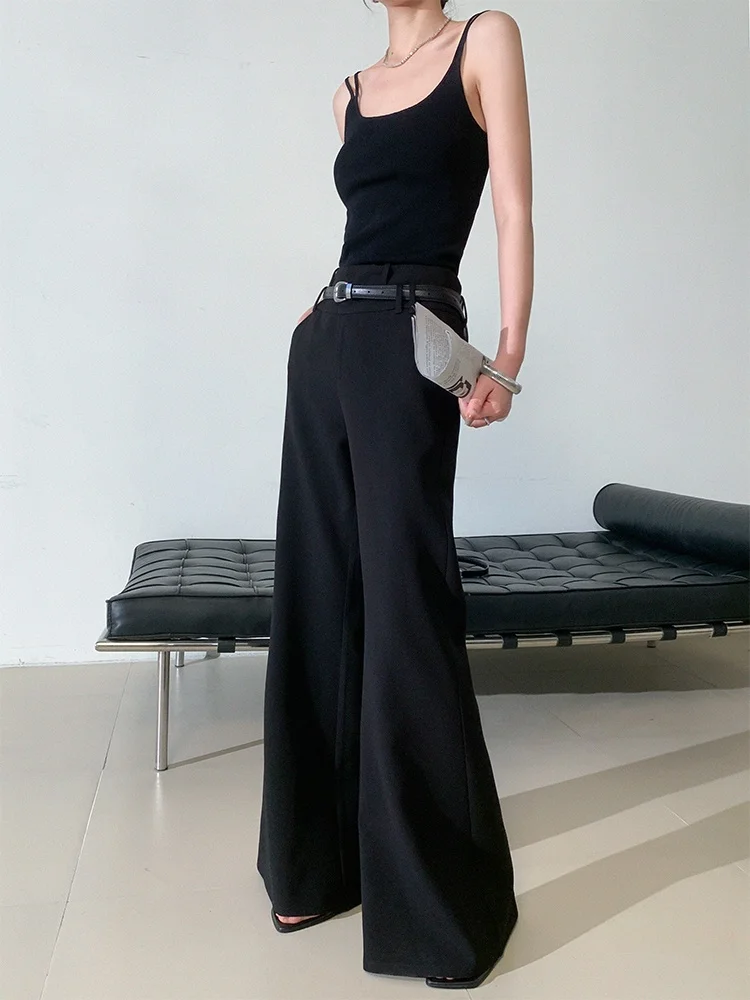 

JWUNIQUE Casual High Waist Wide Leg Pants Women's Summer 2026 Black Slimming Floor Length Suit Trousers Commute Style Polyest...