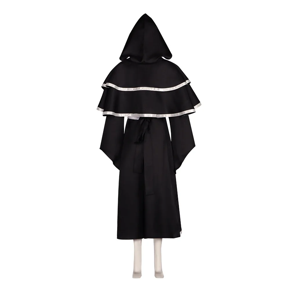 Medieval Hooded Cape Renaissance Mystic Sorcerer Friar Robe Wizard Cosplay Suit Halloween Carnival Party Gothic Priest Outfits