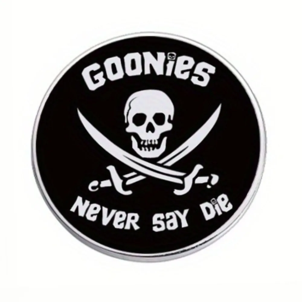 Insignia de calavera gótica "Never Say Die", decoración para mochila, broche, accesorios, 1 ud.