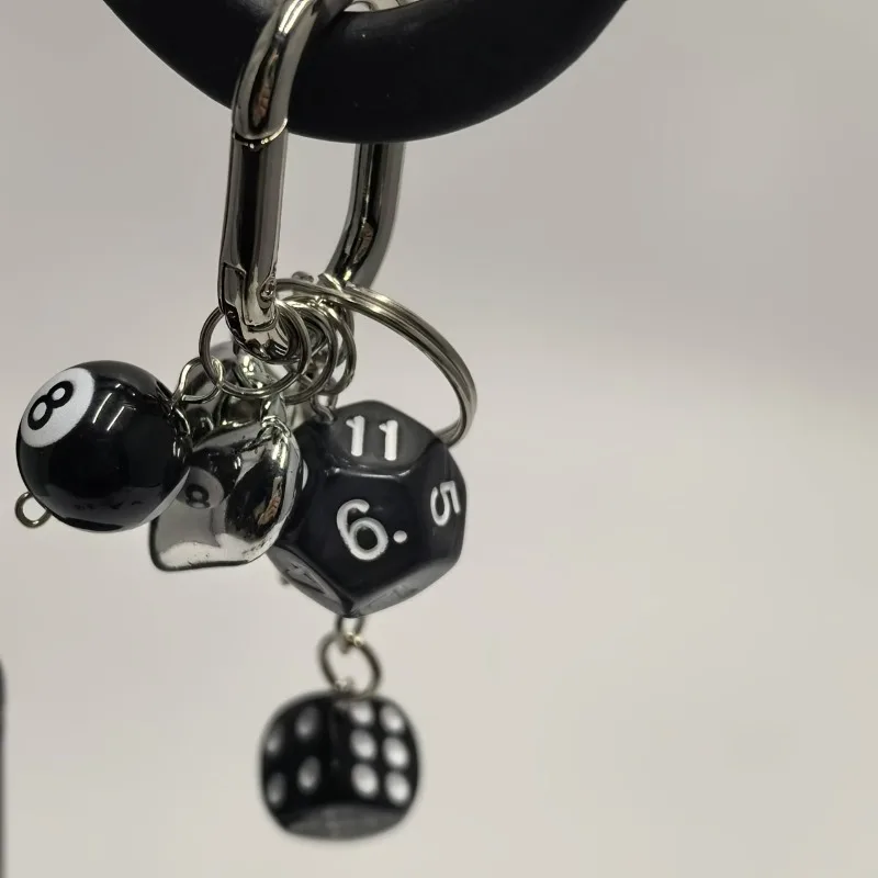 12-sided Special-shaped Dice Bag Hanging Multi-faceted Fortune Dice Keychain Pendant Sieve Key Chain Satchel Ornament