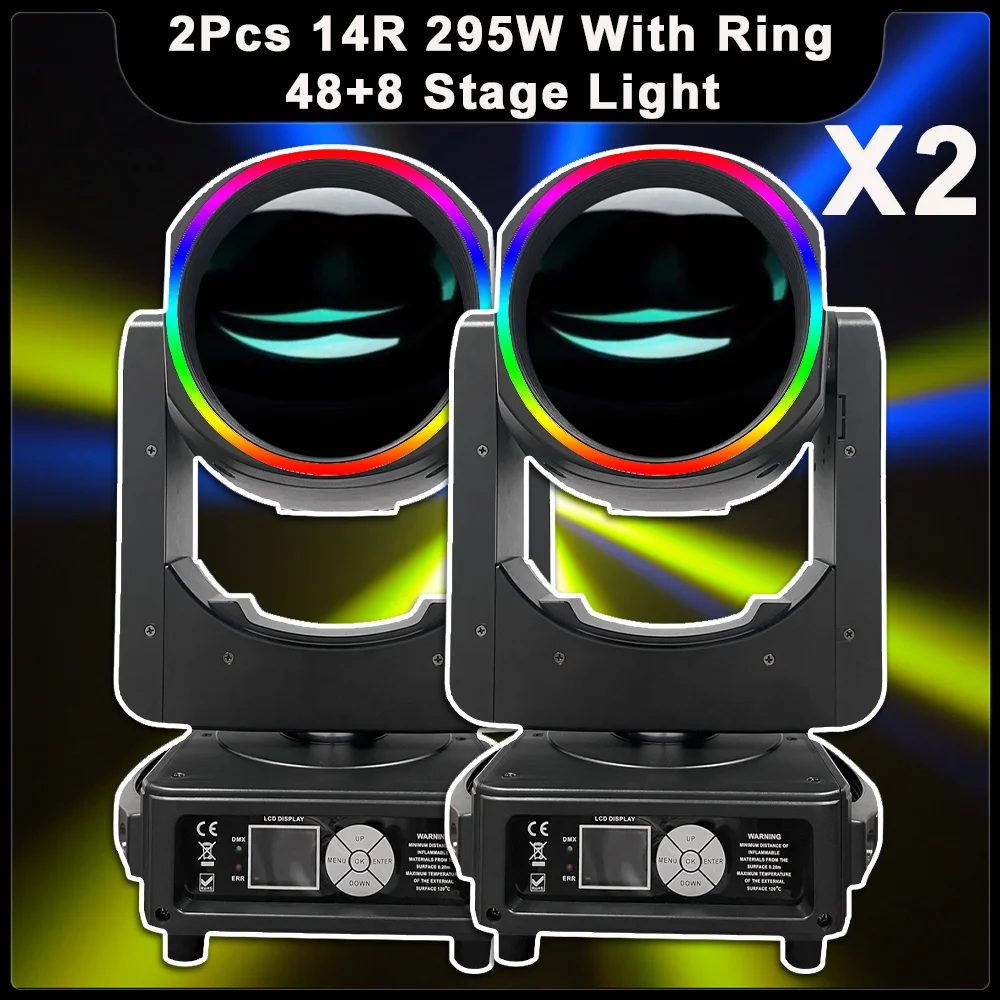 2Pcs/lot 14R 295W Beam Moving Head Light With Aperture Spot DMX 48+8 Prism Stage Lighting Projector DJ Party Show Stage Effect