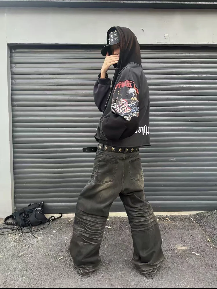 

Утепленная толстовка с капюшоном Protool Lndex War Eagle Tag Print Worn out Sle, повседневная уличная одежда для подростков и молодежи