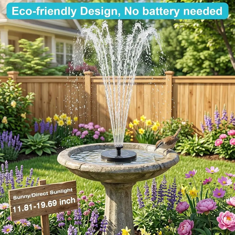 Mountain or Bird Bath, Upgrade Mini Mountain Pump, Free Standing Powered Water Pump for Garden, Outdoor, Fish Tank, Pond and Poo view 2