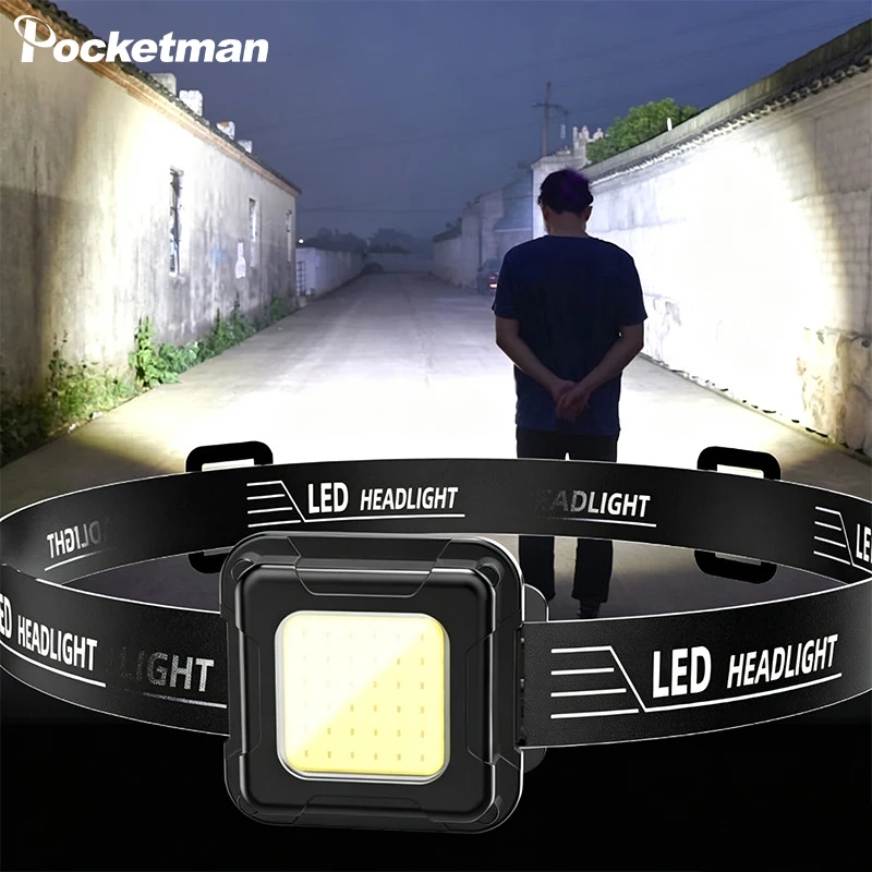 COB LED Headlamp USB Rechargeable Ultra Bright Head Light Adjustable Headband Waterproof Headlamp for Camping Fishing