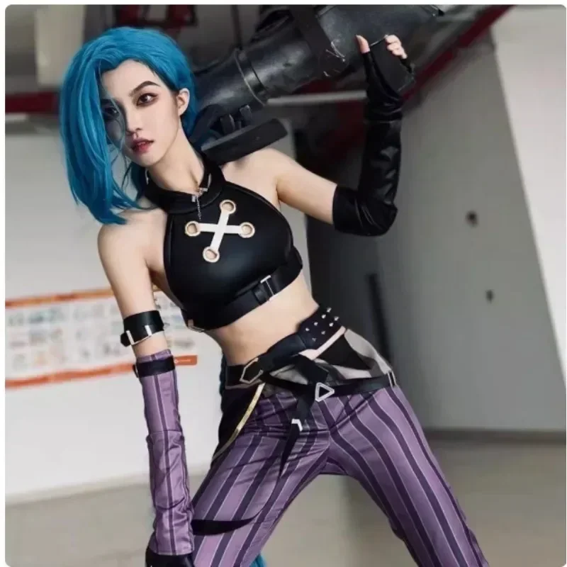 

LOL Jinx Cosplay Costume Anime Game LOL Arcane Cos Clothes Wig Sexy Women Carnival Oufit Role Play Uniform For Halloween