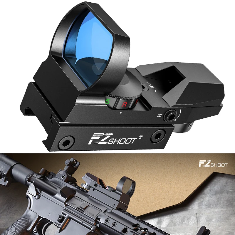 

EZshoot Red Green Dot Sight Rifle Scope Reflex Sights 4 Reticles Holographic Optics Sighting For 20mm Picatinny Rail Hunting