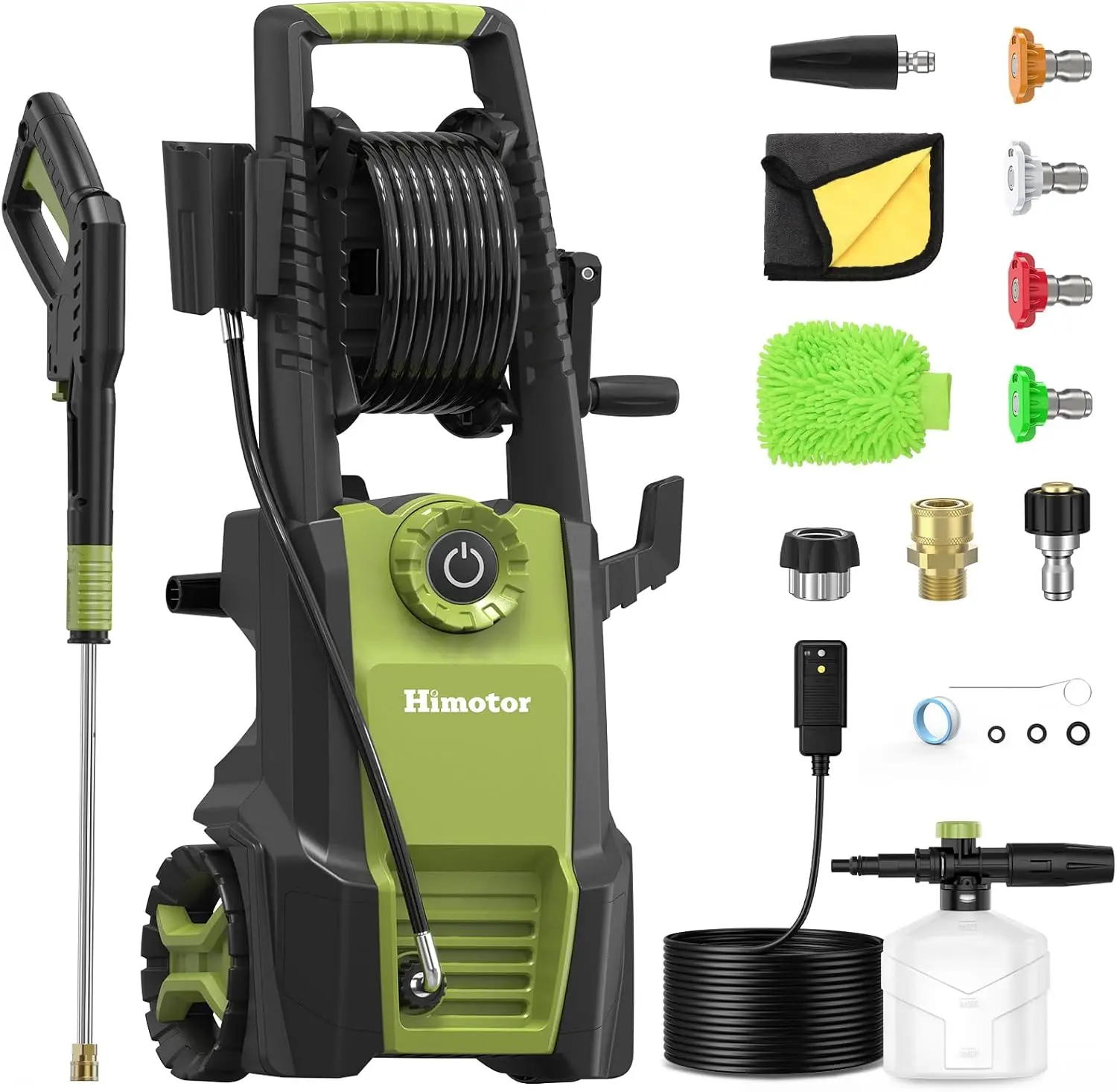 

Electric Pressure Washer - with Adjustable PSI Switch, Max 4500PSI 3.0 GPM, Power Washer with Hose Reel, with Foam Cannon, Car