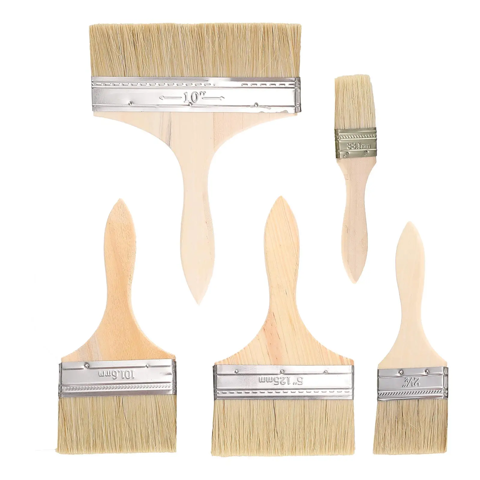 

5 Pcs Thickened Paint Brushes Set Sturdy Wood Handle Mural Painting Brush Assorted Bristles Watercolor Oil Painting Tools For