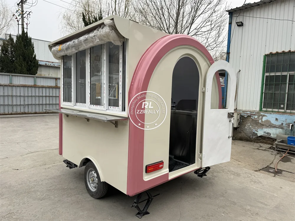 Concession Fast Food Truck ห้องครัวเคลื่อนที่อุปกรณ์ครบครันรถเข็นสุนัขร้อน Street Coffee Shop Kiosk รถพ่วงอาหารมือถือ