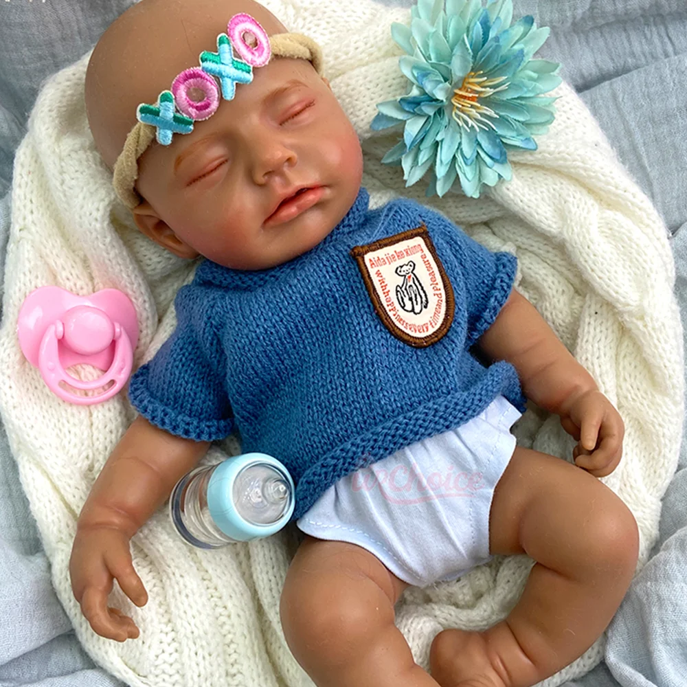 

Small Doll 12" Silicone Reborn Baby Doll Realistic Black Baby Doll Newborn Hand Painted Soft Silicone Reborn Doll Art Collectors