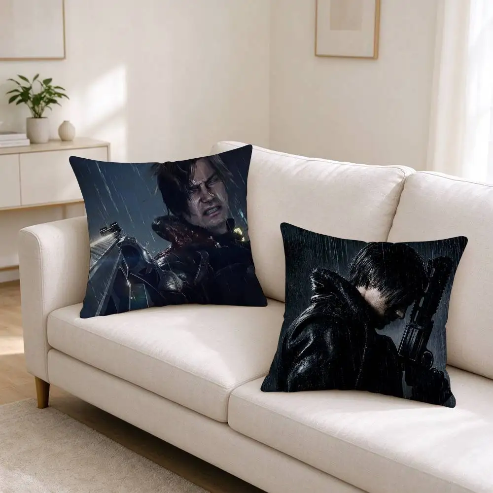 L-Leon Resident Evil Requiem Game  Square Double-Sided printed Pillow Case Bedroom Bedside Pillow Sofa Cushion Cover