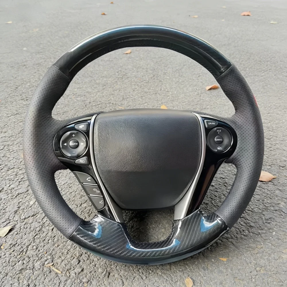 

Автомобильные аксессуары: оплетка из углеродного волокна и кожи для моделей Odyssey, Crosstour и Elysion. Ручная работа. Чехол на руль для Honda Accord