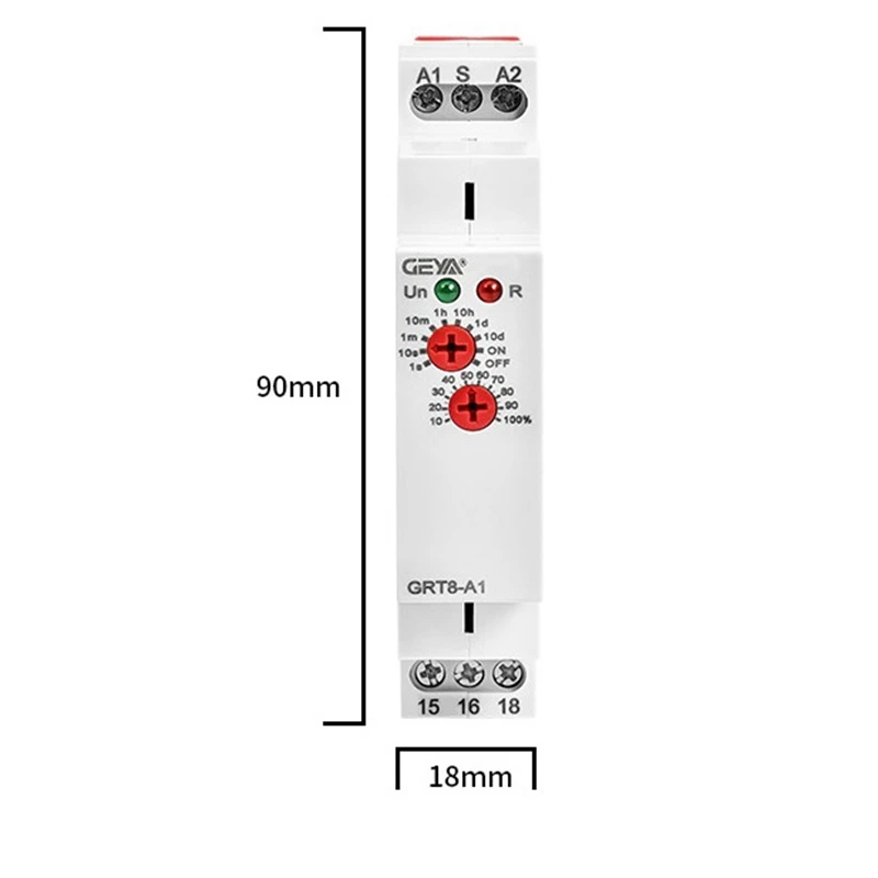 GEYA Delay Timer Switch AC/DC 12V-240V Mini Power On Delay Time Relay DIN Rail Type GRT8-A1