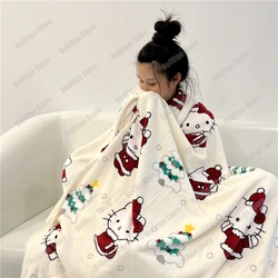 New Halloween Ghost Hello Kitty Plush Cartoon Large Flannel Blanket Cute Cotton Sofa Nap Blanket Bed Sheet Christmas Gift