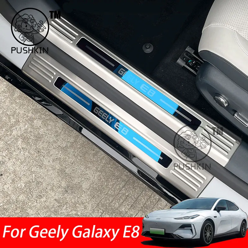 

Для Geely Galaxy E8 2024, защитная наклейка на порог автомобиля, задний багажник, внутренняя защита бампера, аксессуары из нержавеющей стали