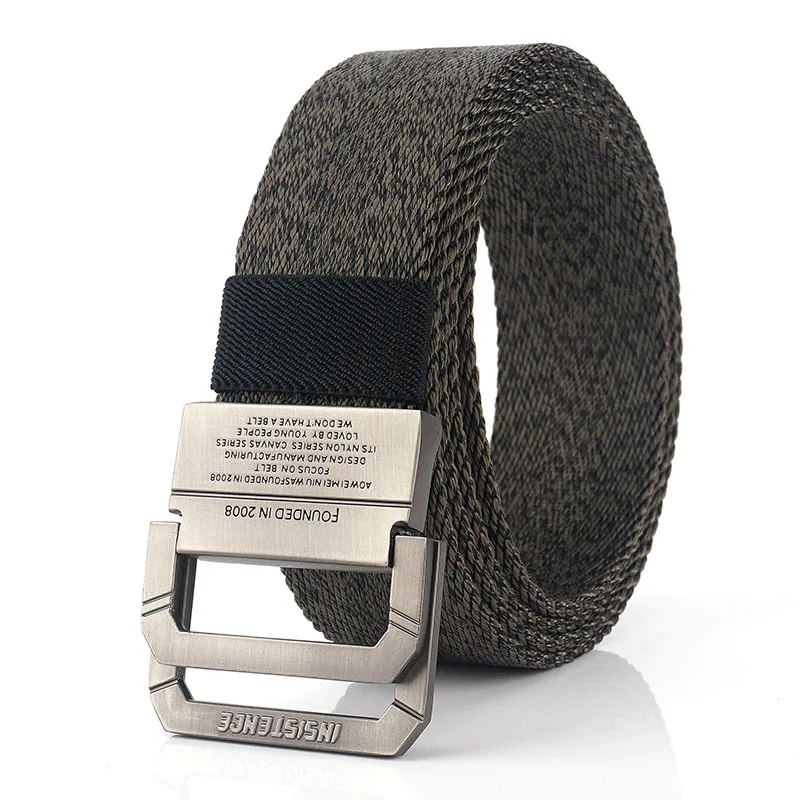 Flying Art Men's Nylon Casual Herringbone Belt Pistol Double Ring Buckle Quick Release Youth Fashion Ladies Wild Belt