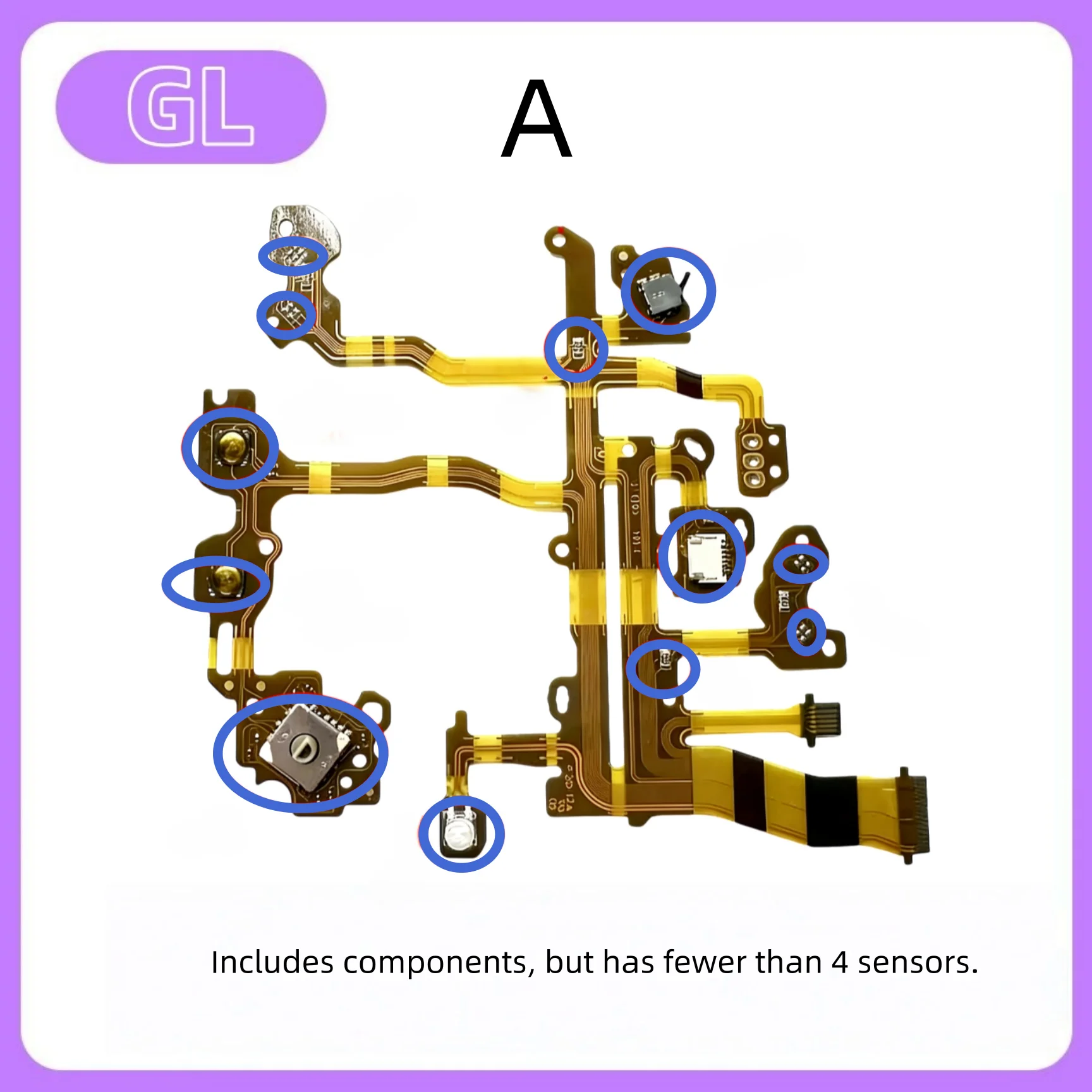 

for Sony cameras A7R3, A7M3, A73. Top cover flex cable with components, power switch flex cable and mode switch flex cable.