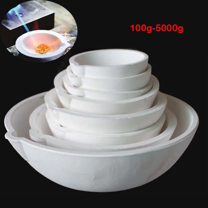 New 100g/250g/500g/750g/1000g/1500g/2500g/5000g Grams High Temperature Quartz Silica Melting Crucible for Jewelry Tools