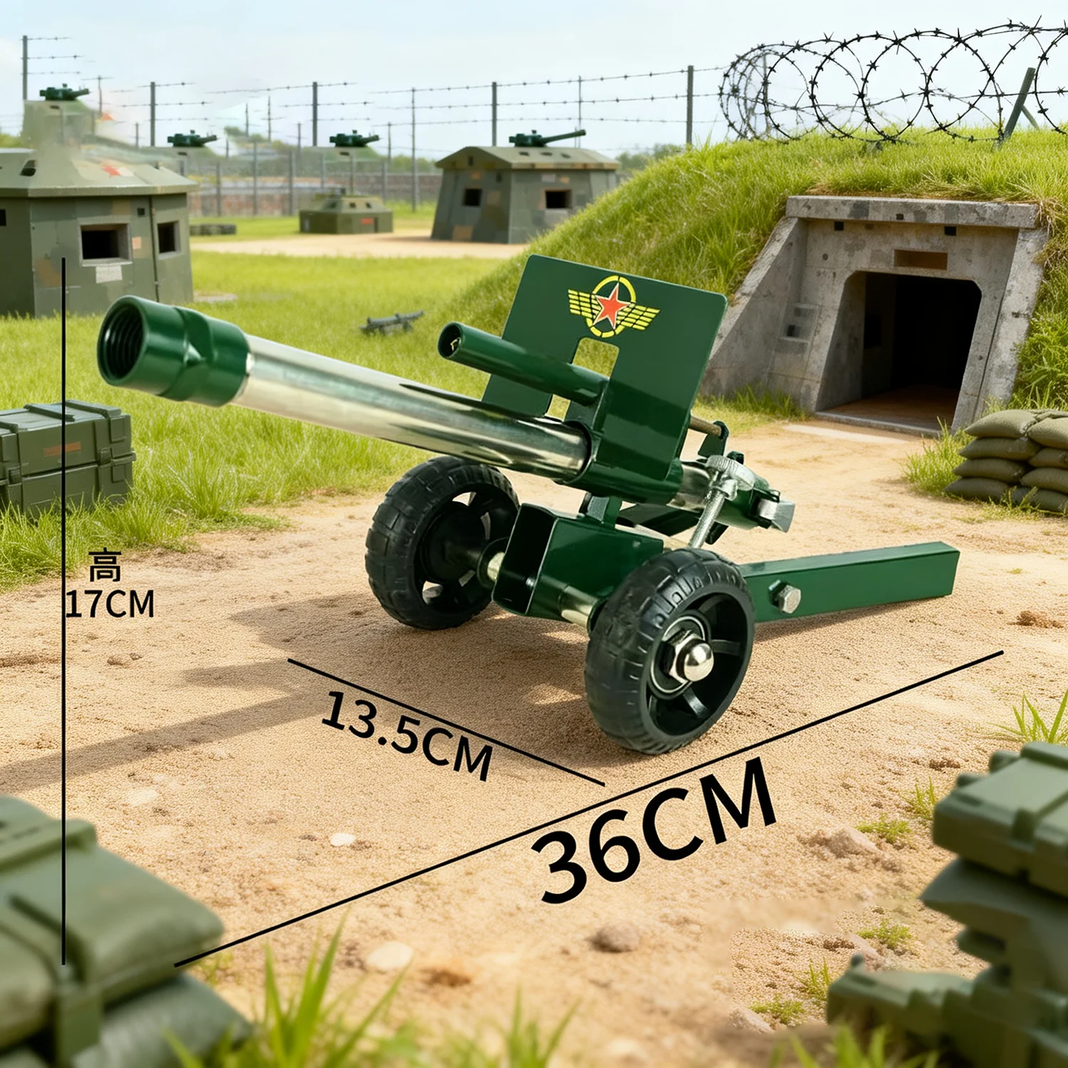 Zinc Alloy Cannon Firecracker Launcher Functional Decorative Artillery Piece Military Memorabilia Display Art for Home Office