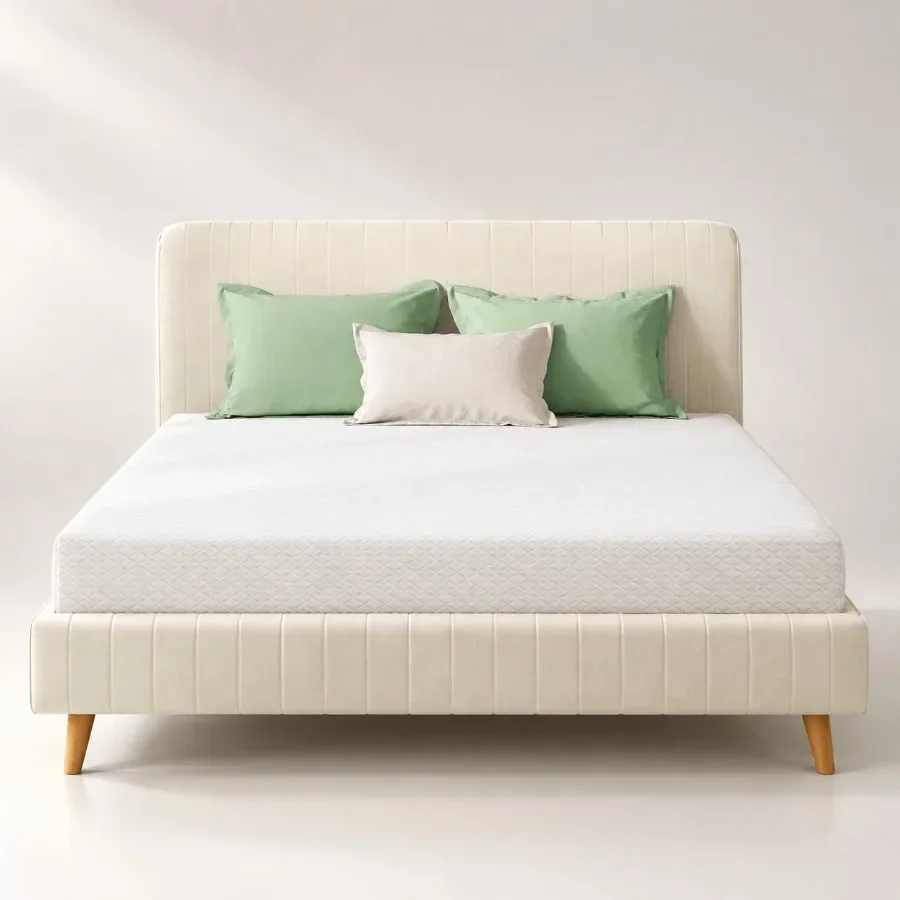 Full Size Memory Foam Mattress 5 Inch for Bedroom, Green Tea Gel Infused Cooling Memory Foam, Charcoal Grey, Pressure-Relieving