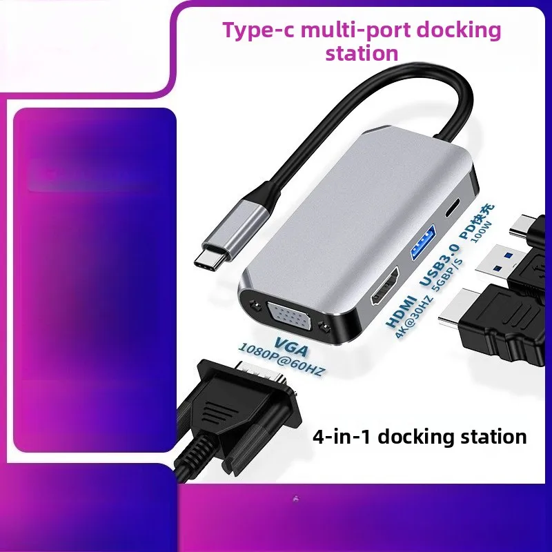 Type-c Docking Station Expansion Usb Splitter To Hdmi Vga Hub Hub Multi-function Wired