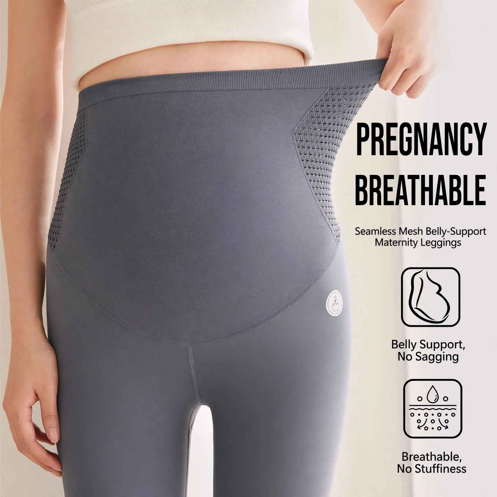 Maternity Leggings Nylon Hip Lift Nine Point Pants Thin Outer Wear Spring Belly Support Pregnancy Clothing Women Comfortable