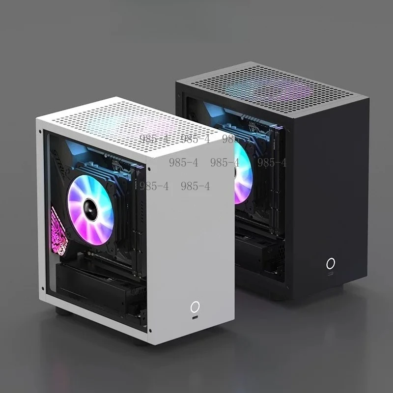 Compact Mini ITX Computer Case, Supports 120mm AIO Liquid Cooler, Low-Profile GPU and 1U Flex ATX PSU
