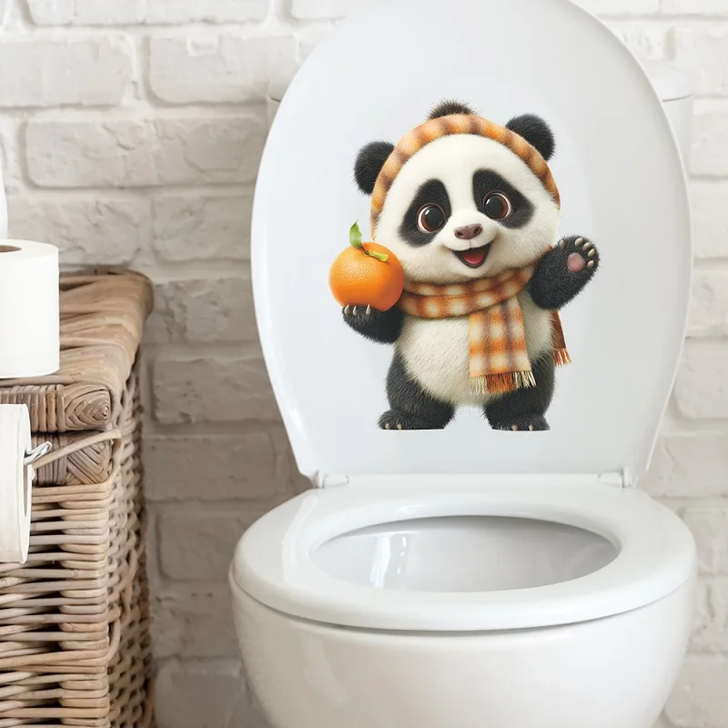 Panda Orange Bucket Home Decor Wall Decal Sticker Art Panda Self-Adhesive PVC