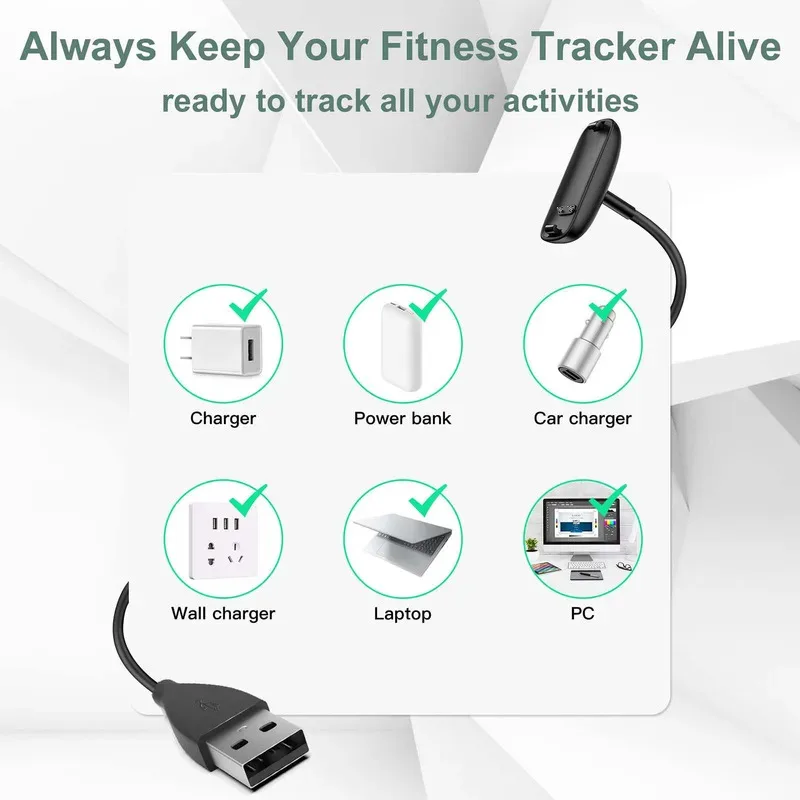 Voor Fitbit Inspire 3 USB Smart Watch-oplader Vervangende opladerkabel 3,3ft / 1m