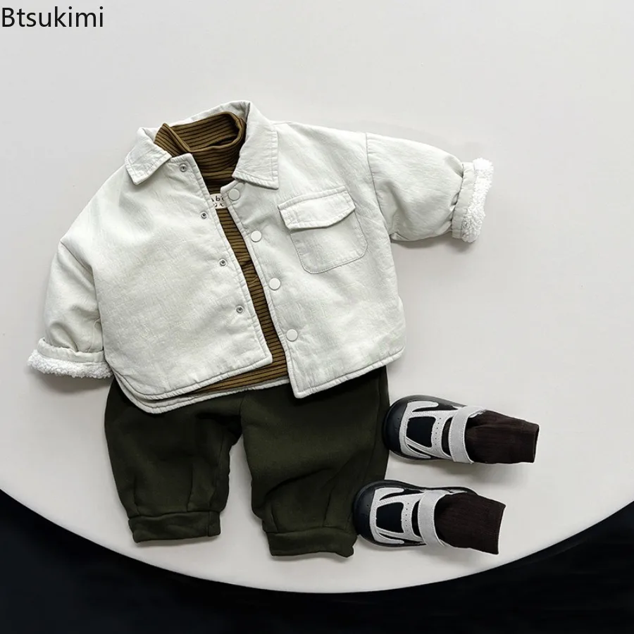 Autumn and Winter Children Shirts 3-8Y Boys Thick Warm Fleece Reversible Coats Korean Toddler Outerwear Tops for Kids Clothing