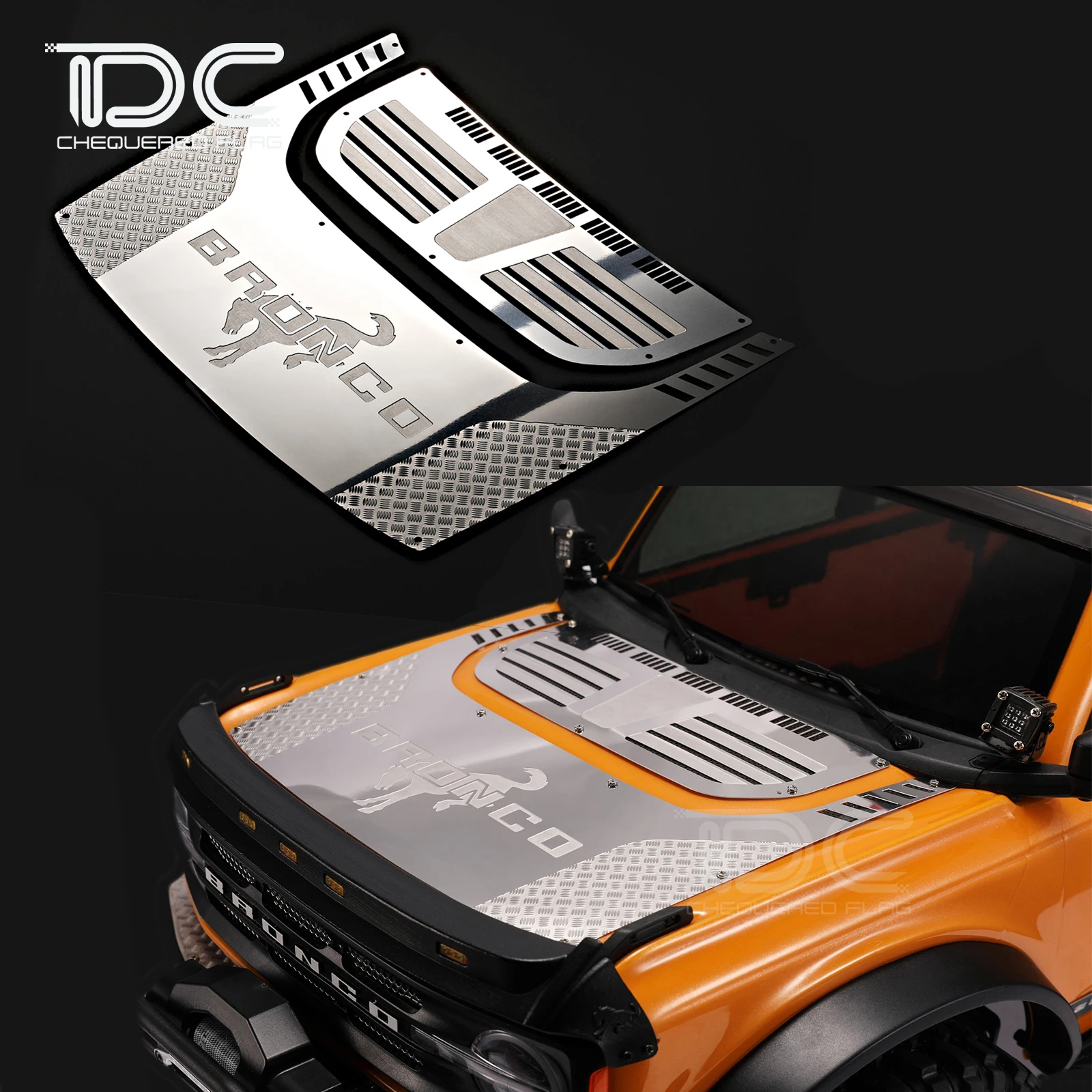 

1/10 3D Metal Cover Sheet for Bronco 2021 Anti-scratch Armor Sticker Decorate RC Crawler Car Accessories