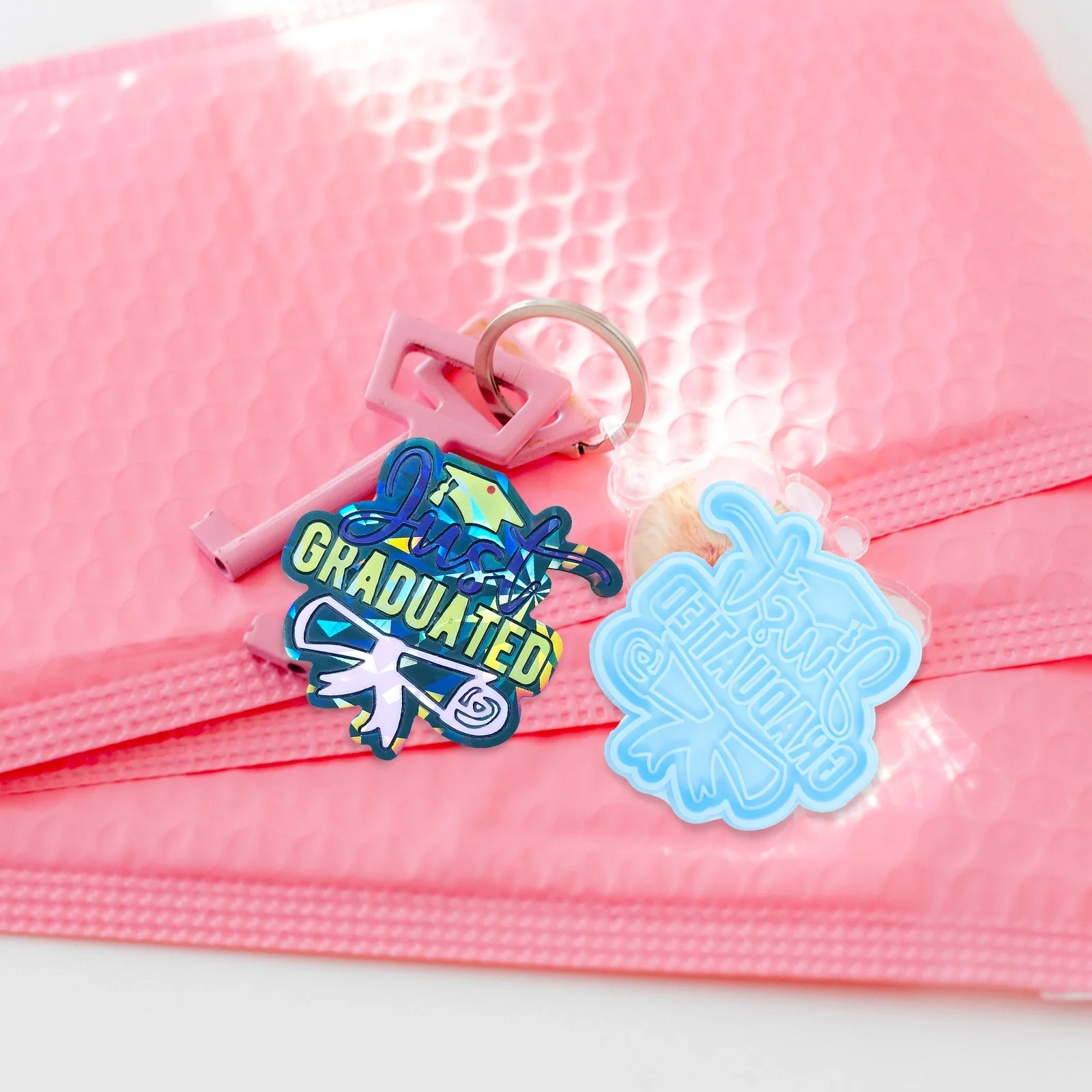 

Graduation Silicone Keychain Mold Cap Charm Pendant DIY Flexible Mold Epoxy Craft Supplies Graduation Cap Keychain Molds