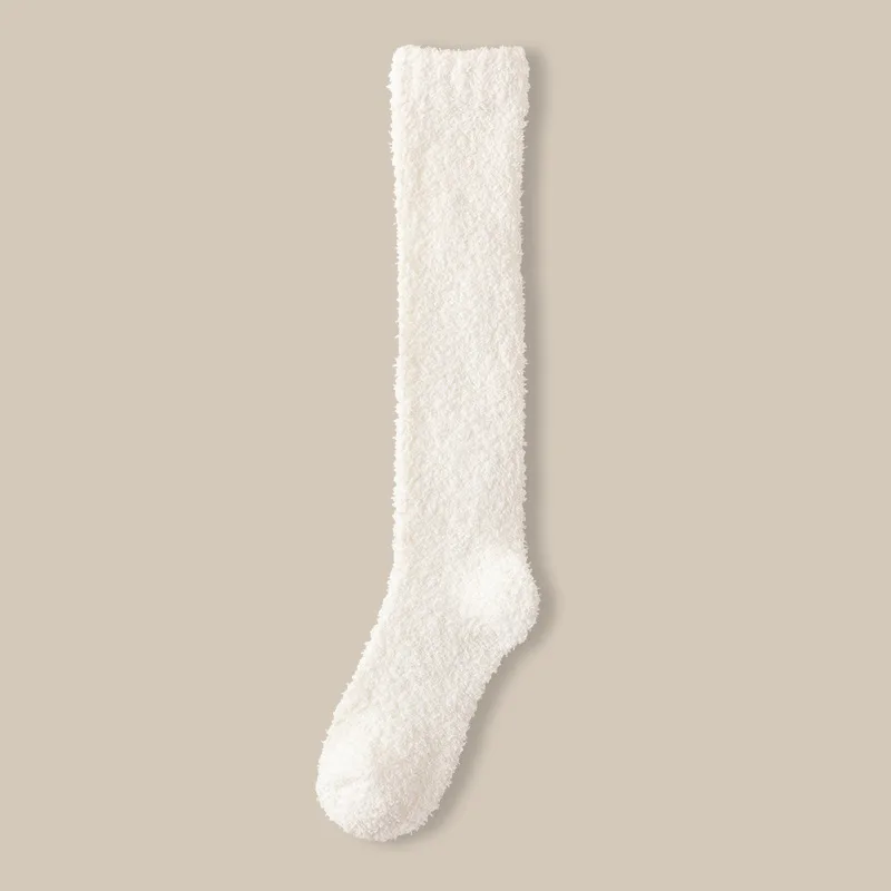 3 Pairs Women's Winter Fleece-Lined Thickened Warm Calf Stockings Couple Sleep Fleece Thigh Highs Socks Ladies Fluffy Socks 2025