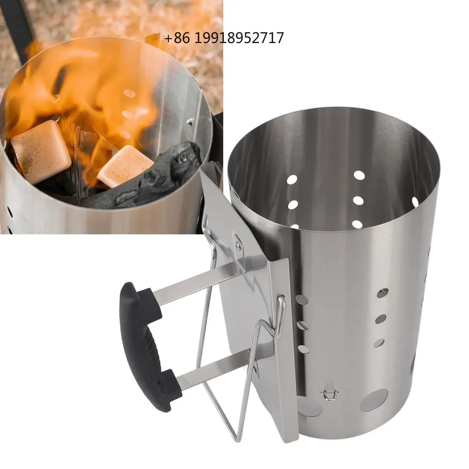 Charcoal Bucket Charcoal Ignition Charcoal Bucket Barbecue Stove Igniter Outdoor Barbecue Stove Ignition Cylinder Camping JJ472