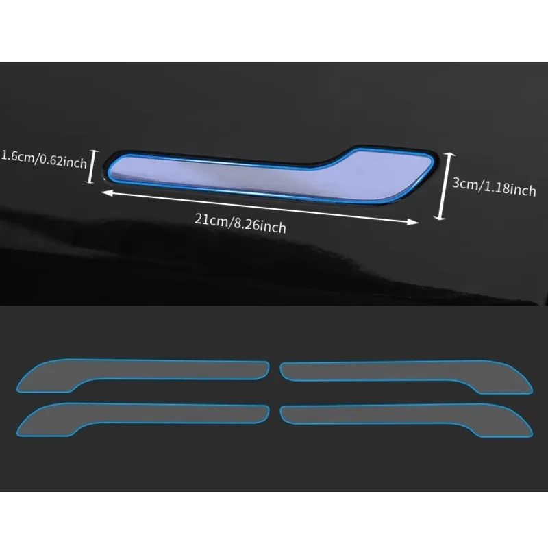 Suitable for Tesla Updated Model 3/Y Door Handle Protective Film, Scratch Resistant TPU Transparent Protective Film