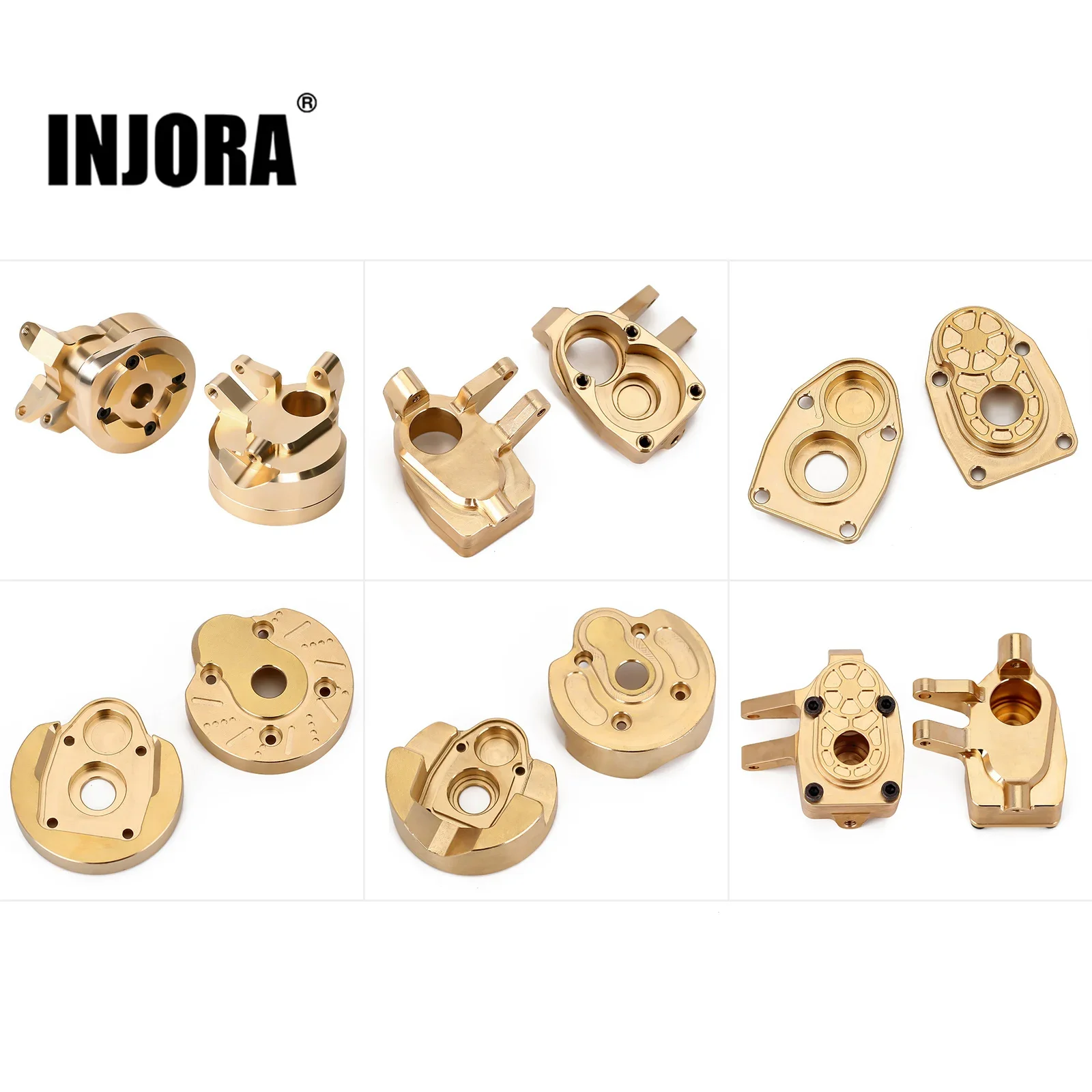 INJORA Heavy Duty Brass Portal Steering Knuckle Housing for 1:10 RC Crawler Car Axial SCX10 III AXI03007 Capra 1.9 Upgrade Parts