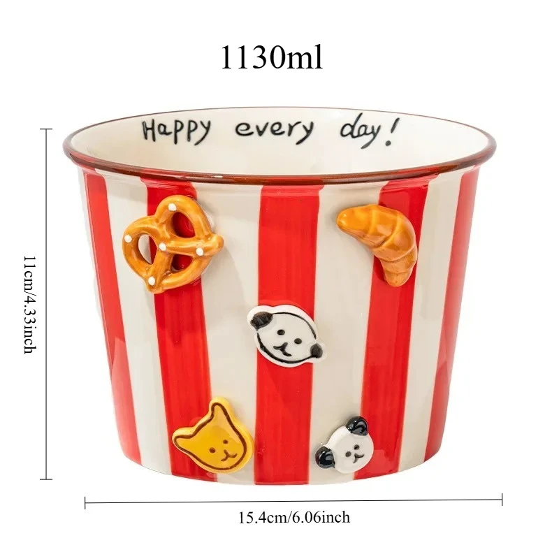 Tazón de cerámica para aperitivos, 1130ml, para fideos, pollo frito, patatas fritas, palomitas de maíz, tazón de sopa para el hogar con caja de regalo, 1 ud.